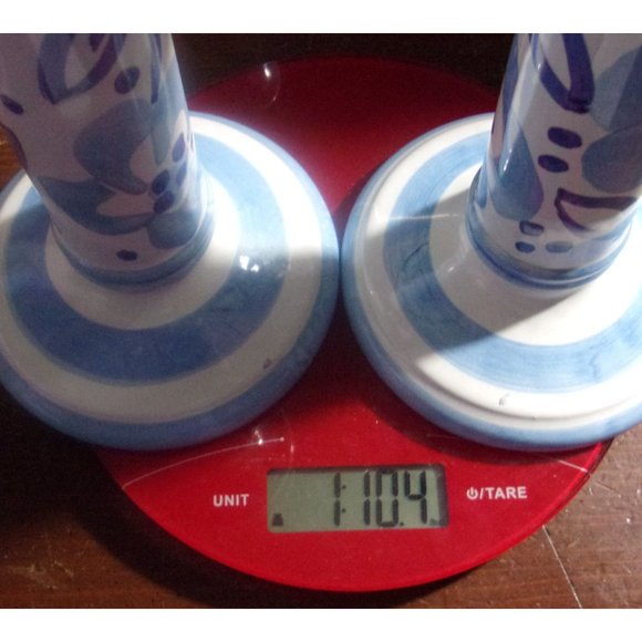 Pair of Bellini Italy Pretty Blue/White Candlesticks Candle Holders 8" - Picture 10 of 10